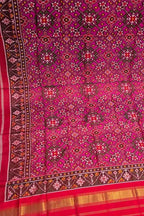 Pink Patola Handloom Semi Patan Patola Pure Silk Dupatta - Luxurion World- Crafted Heirlooms
