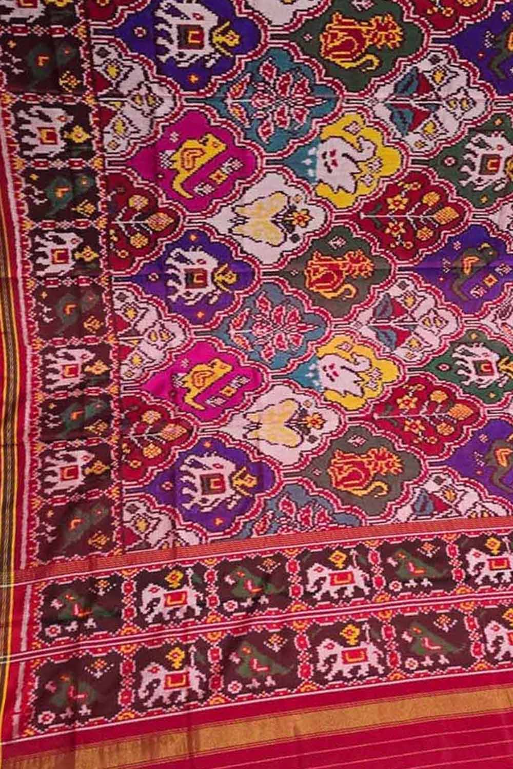 Stunning Multicolor Patola Handloom Semi Patan Patola Pure Silk Dupatta - Luxurion World- Crafted Heirlooms