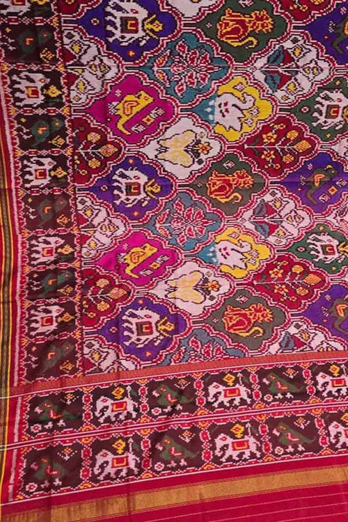 Stunning Multicolor Patola Handloom Semi Patan Patola Pure Silk Dupatta - Luxurion World- Crafted Heirlooms