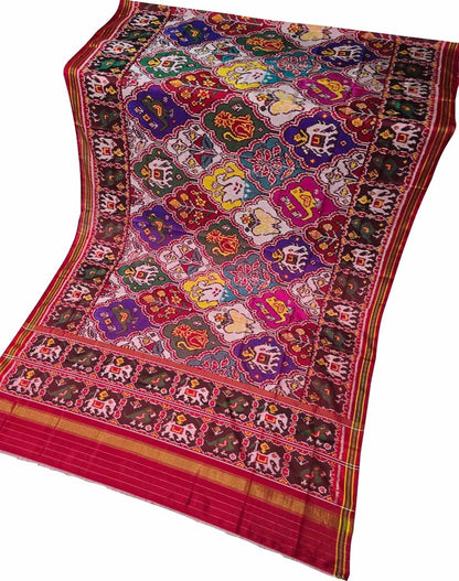 Stunning Multicolor Patola Handloom Semi Patan Patola Pure Silk Dupatta - Luxurion World