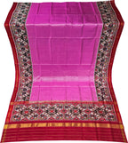 Pink Handloom Semi Patan Patola Pure Silk Dupatta - Luxurion World- Crafted Heirlooms