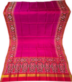 Pink Handloom Semi Patan Patola Pure Silk Dupatta - Luxurion World- Crafted Heirlooms