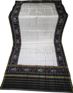 Off White Handloom Semi Patan Patola Pure Silk Dupatta - Luxurion World- Crafted Heirlooms