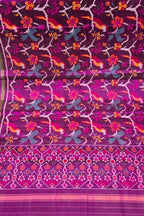 Exquisite Purple Handloom Semi Patan Patola Pure Silk Dupatta - Luxurion World- Crafted Heirlooms
