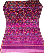 Exquisite Purple Handloom Semi Patan Patola Pure Silk Dupatta - Luxurion World- Crafted Heirlooms