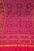 Pink Handloom Semi Patan Patola Pure Silk Dupatta - Luxurion World- Crafted Heirlooms