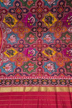 Multicolor Handloom Semi Patan Patola Pure Silk Dupatta - Luxurion World- Crafted Heirlooms