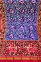 Blue Semi Patan Patola Handloom Single Ikat Dupatta - Luxurion World- Crafted Heirlooms