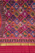 Multicolor Semi Patan Patola Handloom Single Ikat Dupatta - Luxurion World- Crafted Heirlooms