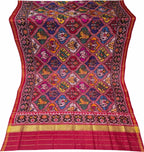 Multicolor Semi Patan Patola Handloom Single Ikat Dupatta - Luxurion World- Crafted Heirlooms