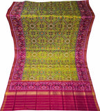 Green Semi Patan Patola Handloom Single Ikat Dupatta - Luxurion World- Crafted Heirlooms