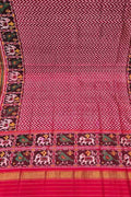 Pink Semi Patan Patola Handloom Single Ikat Dupatta - Luxurion World- Crafted Heirlooms