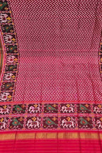 Pink Semi Patan Patola Handloom Single Ikat Dupatta - Luxurion World- Crafted Heirlooms