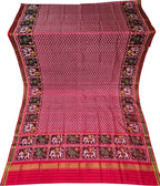 Pink Semi Patan Patola Handloom Single Ikat Dupatta - Luxurion World- Crafted Heirlooms