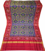 Multicolor Semi Patan Patola Handloom Single Ikat Dupatta - Luxurion World- Crafted Heirlooms