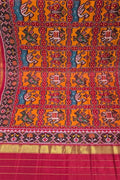 Multicolor Semi Patan Patola Handloom Single Ikat Dupatta - Luxurion World- Crafted Heirlooms