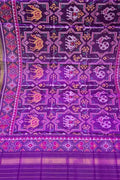 Purple Semi Patan Patola Handloom Single Ikat Dupatta - Luxurion World- Crafted Heirlooms