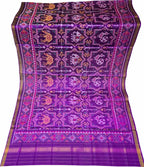 Purple Semi Patan Patola Handloom Single Ikat Dupatta - Luxurion World- Crafted Heirlooms