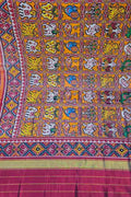 Multicolor Semi Patan Patola Handloom Single Ikat Dupatta - Luxurion World- Crafted Heirlooms