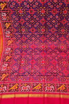 Multicolor Semi Patan Patola Handloom Single Ikat Dupatta - Luxurion World- Crafted Heirlooms