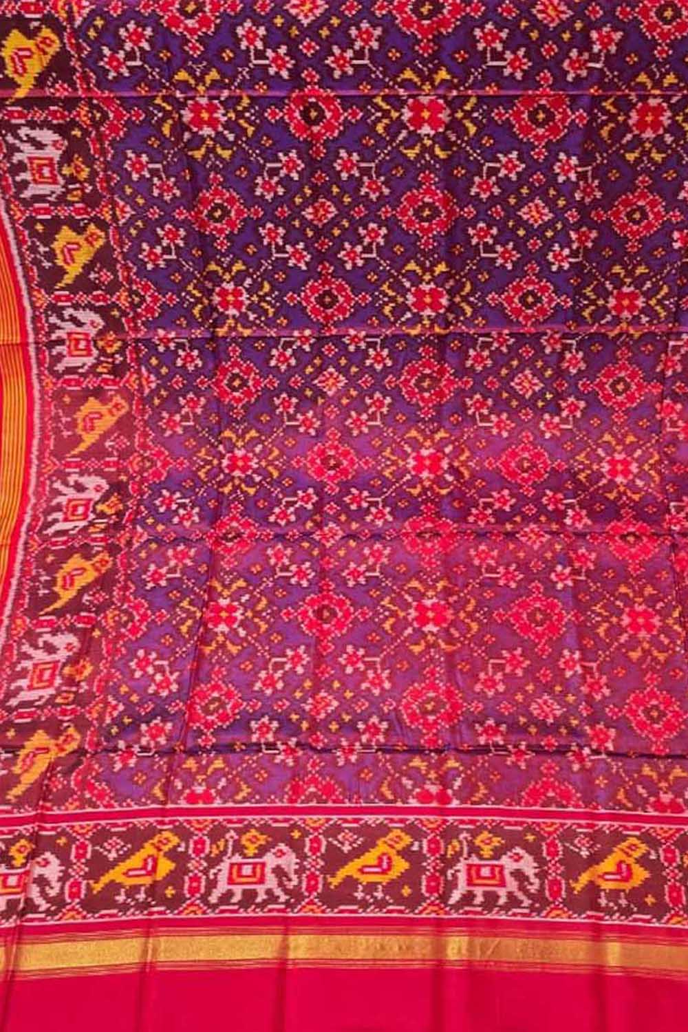 Multicolor Semi Patan Patola Handloom Single Ikat Dupatta - Luxurion World- Crafted Heirlooms