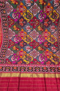 Multicolor Semi Patan Patola Handloom Single Ikat Dupatta - Luxurion World- Crafted Heirlooms