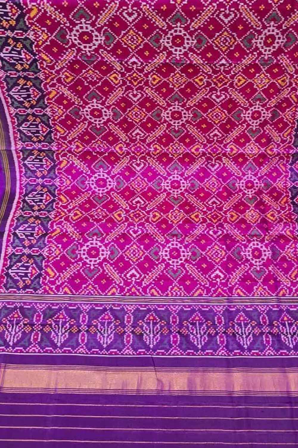 Multicolor Semi Patan Patola Handloom Single Ikat Dupatta - Luxurion World- Crafted Heirlooms