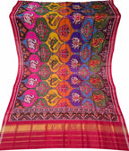 Multicolor Semi Patan Patola Handloom Single Ikat Dupatta - Luxurion World- Crafted Heirlooms