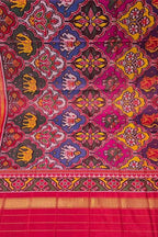 Multicolor Semi Patan Patola Handloom Single Ikat Dupatta - Luxurion World- Crafted Heirlooms
