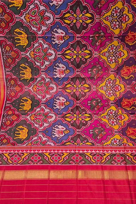 Multicolor Semi Patan Patola Handloom Single Ikat Dupatta - Luxurion World