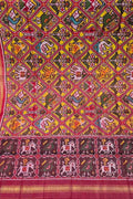 Multicolor Semi Patan Patola Handloom Single Ikat Dupatta - Luxurion World- Crafted Heirlooms