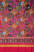 Multicolor Semi Patan Patola Handloom Single Ikat Dupatta - Luxurion World- Crafted Heirlooms