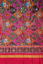 Multicolor Semi Patan Patola Handloom Single Ikat Dupatta - Luxurion World- Crafted Heirlooms