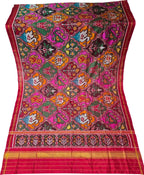 Multicolor Semi Patan Patola Handloom Single Ikat Dupatta - Luxurion World- Crafted Heirlooms