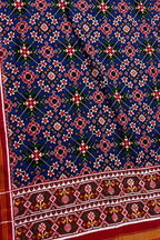Blue Pure Silk Handloom Double Ikat Patan Patola Dupatta - Luxurion World- Crafted Heirlooms