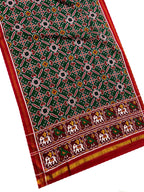 Green Pure Silk Handloom Double Ikat Patan Patola Dupatta - Luxurion World- Crafted Heirlooms