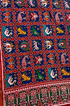 Multicolor Pure Silk Handloom Double Ikat Patan Patola Dupatta - Luxurion World- Crafted Heirlooms