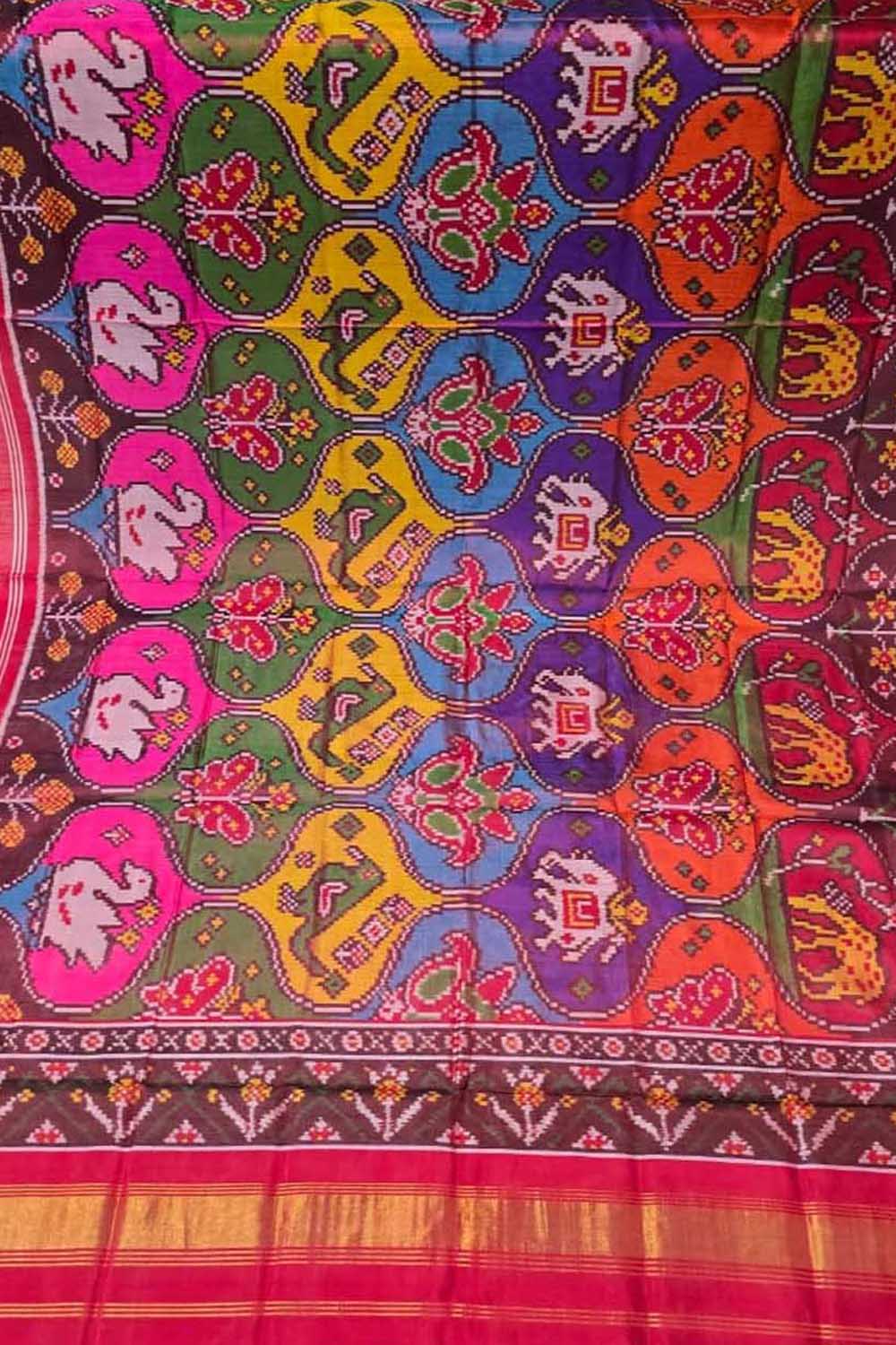 Multicolor Single Ikat Patan Patola Handloom Pure Silk Dupatta