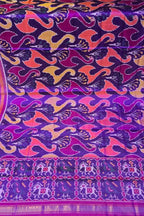 Purple Single Ikat Patan Patola Handloom Pure Silk Dupatta