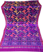 Purple Single Ikat Patan Patola Handloom Pure Silk Dupatta