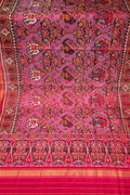 Pink Single Ikat Patan Patola Handloom Pure Silk Dupatta
