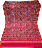 Pink Single Ikat Patan Patola Handloom Pure Silk Dupatta
