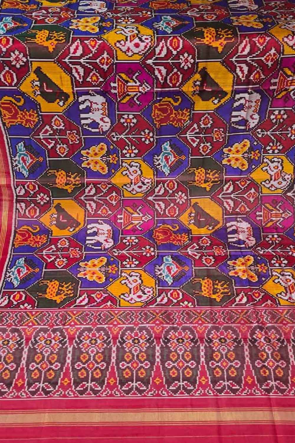 Multicolor Single Ikat Patan Patola Handloom Pure Silk Dupatta