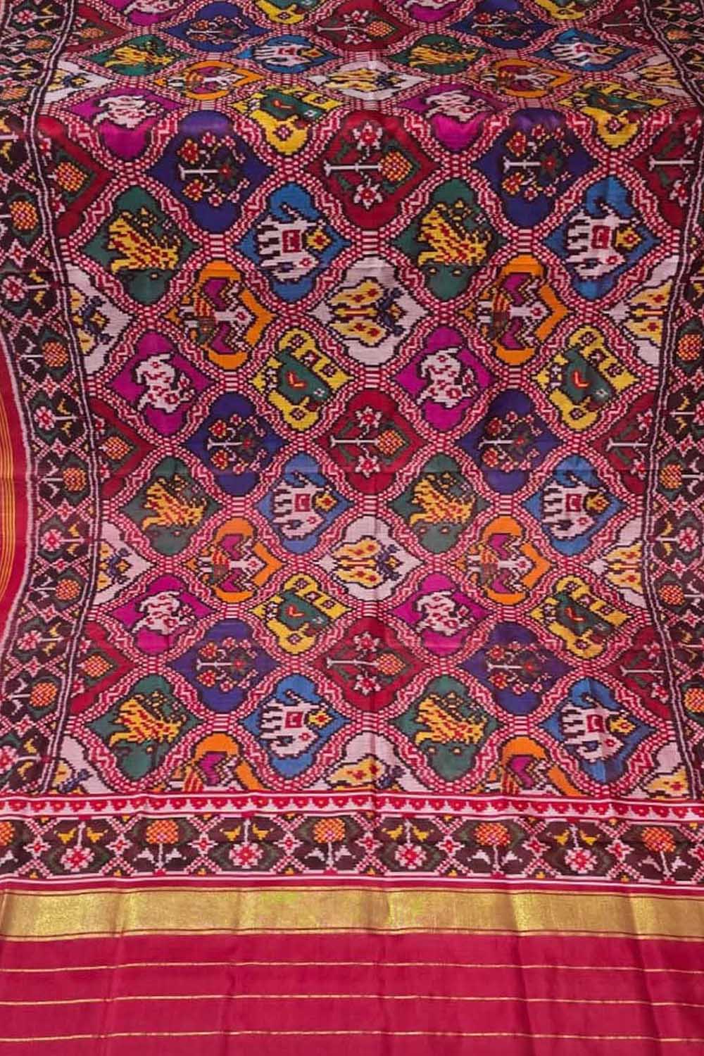 Multicolor Single Ikat Patan Patola Handloom Pure Silk Dupatta
