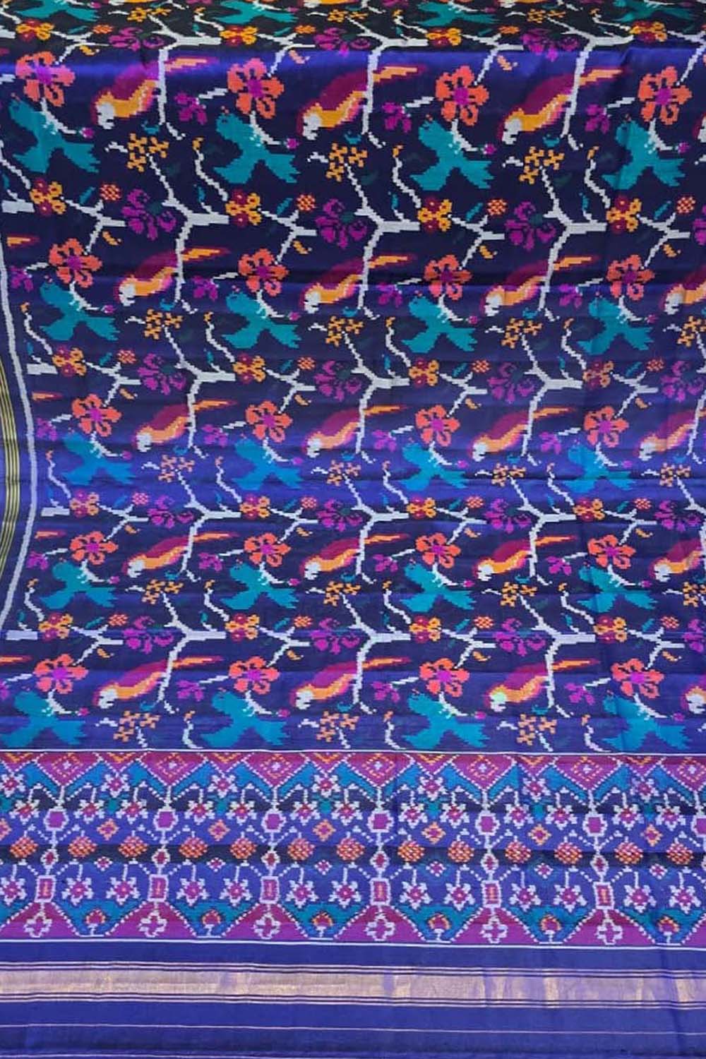 Purple Single Ikat Patan Patola Handloom Pure Silk Dupatta