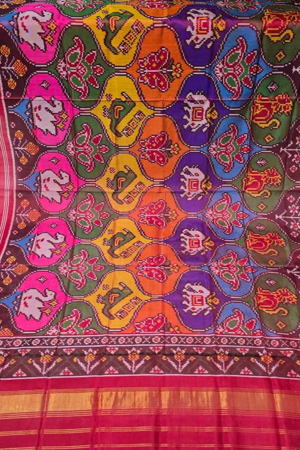 Multicolor Single Ikat Patan Patola Handloom Pure Silk Dupatta