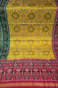 Yellow Single Ikat Patan Patola Handloom Pure Silk Dupatta