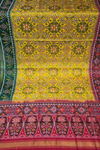 Yellow Single Ikat Patan Patola Handloom Pure Silk Dupatta