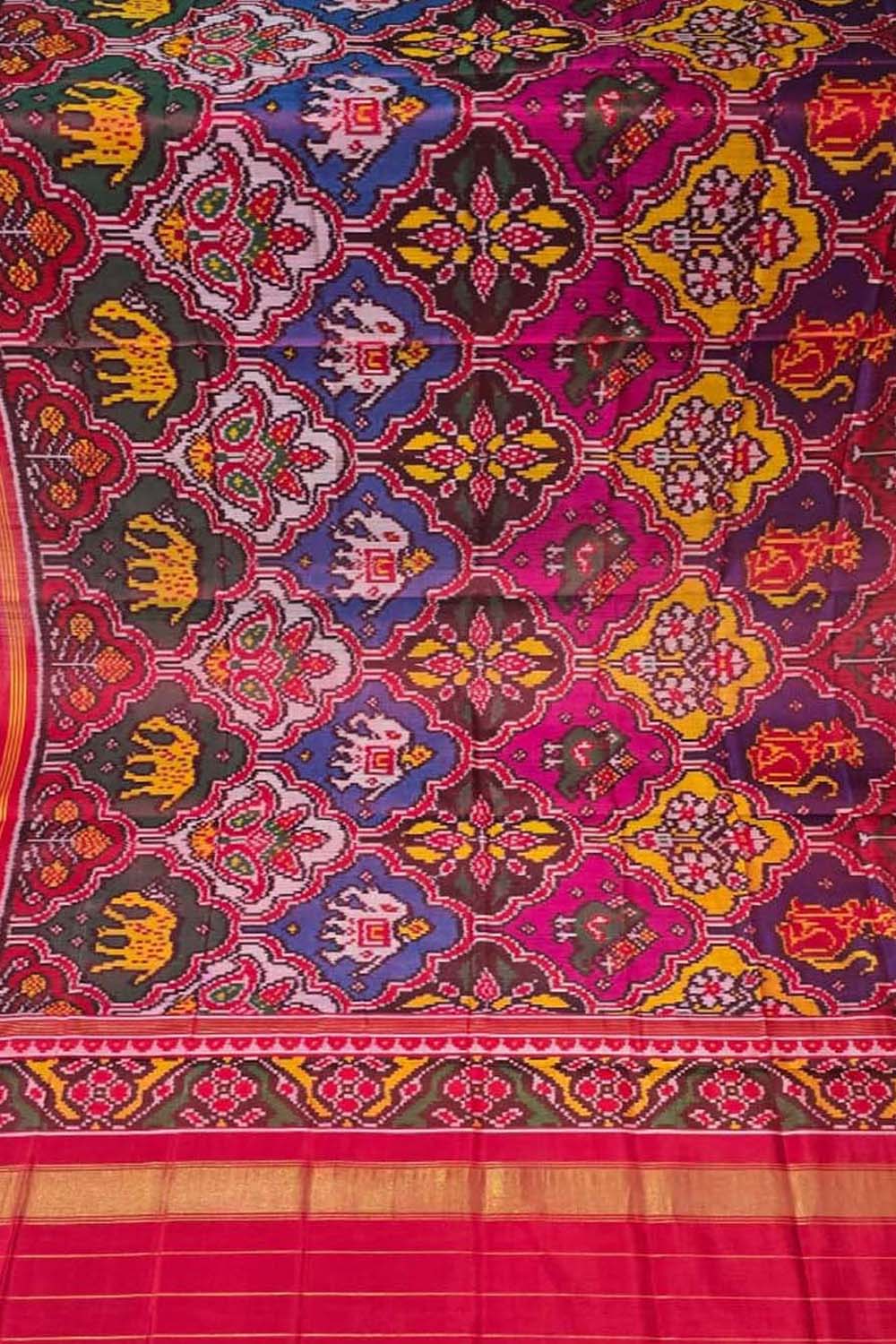 Multicolor Single Ikat Patan Patola Handloom Pure Silk Dupatta