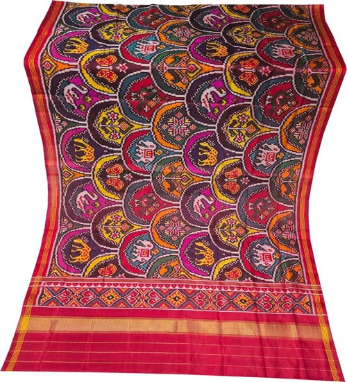 Multicolor Patan Patola Handloom Pure Silk Dupatta — Single Ikat, Gifting & Festive